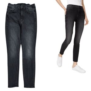 Mother High Waisted Looker Skinny Jeans in Black Hawk Stretch